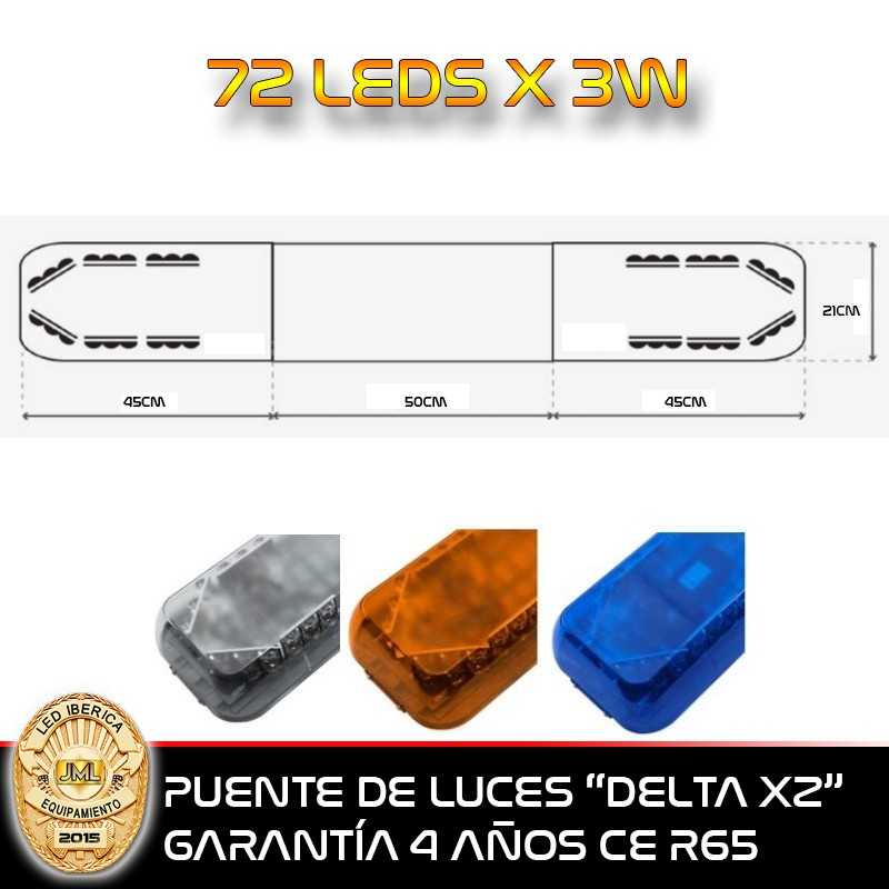 PUENTE DE LUCES DELTA X2 DOBLE ALTURA DE LEDS CE R65 AMBAR O AZUL TA1 TB2